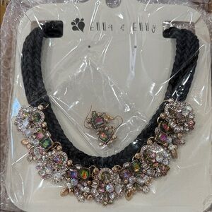 NIB Ella & Ella Black and Multicolor Statement Necklace Set